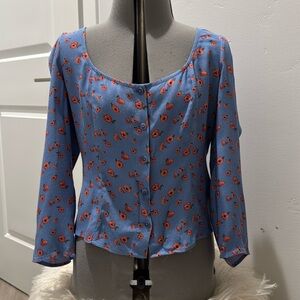 REFORMATION Blue Floral Top